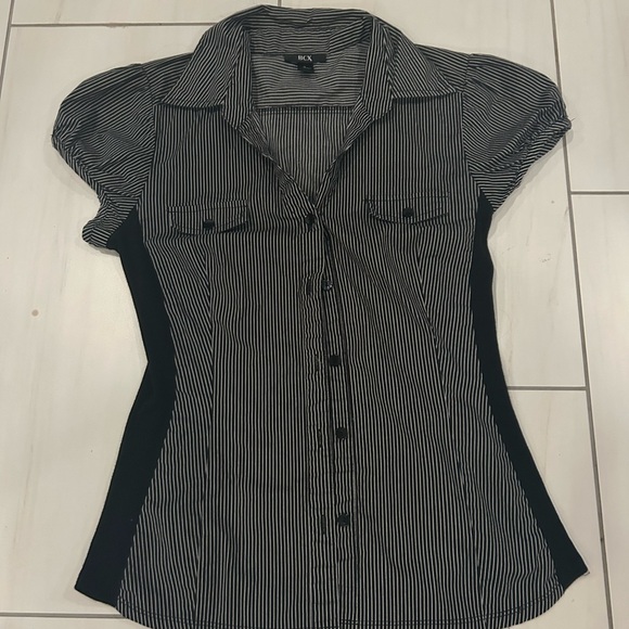 BCX Tops - BCX Gray Fitted Notched Collar Button Down Shirt